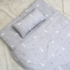 EziBaby 純棉午睡墊+睡毯+枕頭, 兔子款 灰色