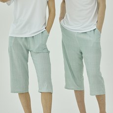 테라우드 깅엄 체크 냉감 7부 파자마 바지