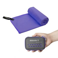 4monster 超細纖維毛巾 + EVA收納盒套組 S號, 紫色, 1個