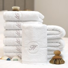 飯店專用40支精梳棉厚毛巾 210g, 10個, 白色的