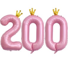 JOYPARTY 數字200銀箔皇冠氣球組, 1套, 粉紅色