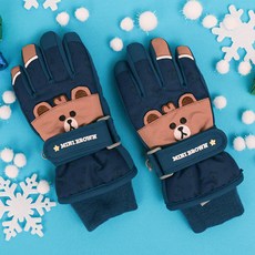 LINE FRIENDS 男童立體臉部滑雪手套 50060