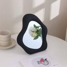 아워웍스 물결모양 탁상용 화장거울, 블랙