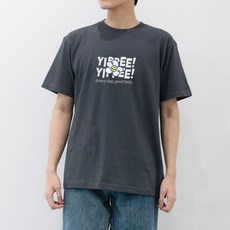 프린트스타 남성용 통기성 YIPPEE 레터링 면 라운드넥 여름 17수 반팔 티셔츠 TSST_21