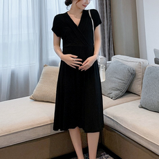 ALL NINE A-Hope孕婦V領短袖連身裙