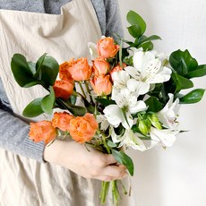 코코도르팜 생화 절화, 오렌지 화이트 믹스