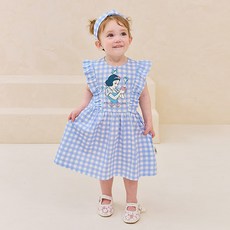 밀크마일 여아용 통기성 디즈니 백설공주 러블리 체크 원피스