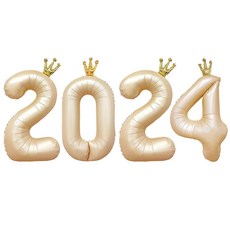 joyparty 生日派對 皇冠 數字 氣球 大型 93cm 2024, 拿鐵, 1個