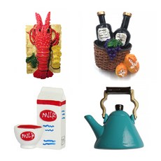 Market A 雞蛋麵包冰箱貼 4入 C組, 龍蝦, 葡萄酒, 牛奶, 水壺