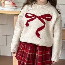 Uvely 兒童 Smas 撞色蝴蝶結點綴針織T恤