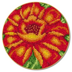 圓形地毯地墊 DIY 鉤針刺繡套組 中文版 白色印刷網格, 1套, NO 02