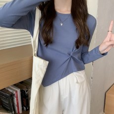 피어니스트 여성용 유니크 언발 긴팔 티셔츠