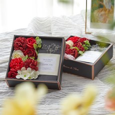 人造花禮金盒 2入, 紅酒色