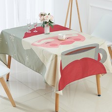 마켓에이 패턴캐릭터 크리스마스 식탁보, 커피산타, 140 x 180 cm, 1개