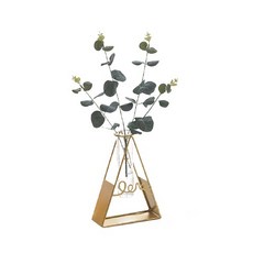 Dr리빙스토어 북유럽 모던 미니멀 골드 프레임 워터튜브 화병 삼각형, 골드(화병), 화초1(유칼립투스)