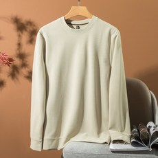 Starbean 男款圓領鬆餅格紋長袖大學T