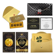 幸運象徵 VIP禮物 獻給珍貴之人的高級奢華信封 VIP黃金紙鈔 + 黃金錢幣 + 24k黃金貼紙 + 四葉幸運草鮮花 百福駢臻套組, 混合色, 1套