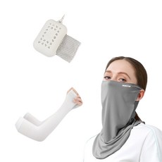 몬스터 아이스 마스크 + 토시 + 타월 세트, 그레이, 1개