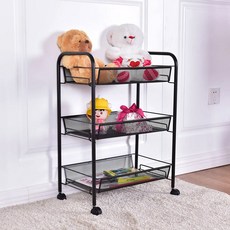 마켓플랜 라이트 메쉬 철제 트롤리 45x27x63cm, 블랙, 3단