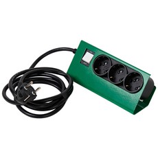 banaco Easy Fix 桌上型3孔多功能插座, 綠色, 2m, 1個