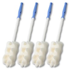 베이비베어 국내 제조 엠보 일자형 젖병솔, 블루, 4개