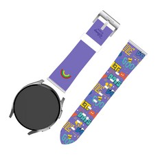 디즈니 유니크 가죽 갤럭시워치 스트랩 22mm, 패턴 퍼플