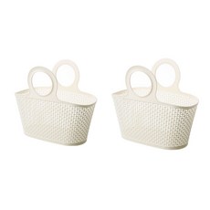 多用途收納整理沐浴籃 象牙白 Z01 M, 2個, 粉色