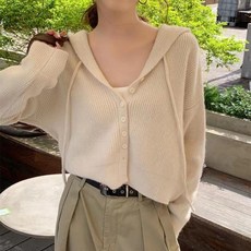 Paperments 女款 Daphne 短版鈕扣連帽針織開襟衫 11246