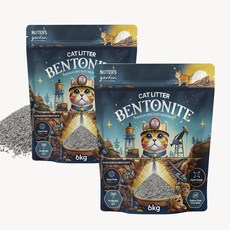 누터스가든 프리미엄 대용량 벤토나이트 고양이 모래, 무향, 2개, 6kg