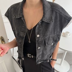 MEICHEL 復古縫線牛仔背心夾克 10505