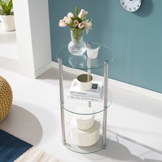 Miso-i 模組圓形玻璃層架桌, 透明