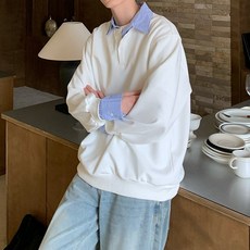 德普羅商務 男士簡潔層次感風格兩穿襯衫大學T