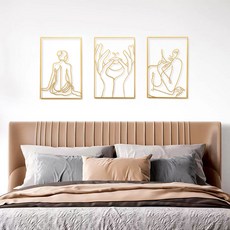꼬까필름 인테리어 벽걸이 액자 3종 세트, 골드