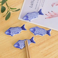 American Road 鯽魚造型餐桌裝飾陶瓷筷架 藍色 HR2757