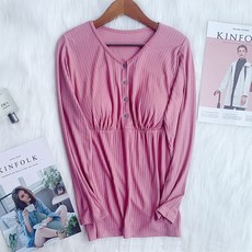 MARKET A 孕婦排扣羅紋長袖上衣