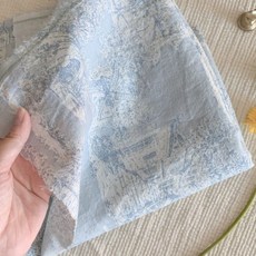 Chouchou Room Toile de Jouy 名畫法式天絲亞麻布料, 1個, 藍色