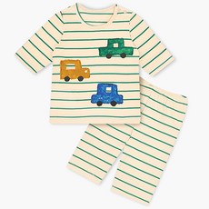 Uni FRIend 童款條紋蠟筆畫汽車七分袖上衣長褲套裝