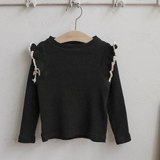 HARAROI 浪漫波浪蕾絲荷葉邊羅紋針織衫