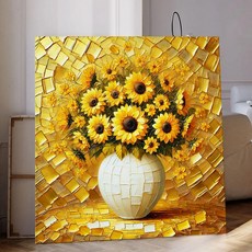 세잔느화실 풍수 화월 달항아리 꽃그림 대형 복들어오는 캔버스액자 3 황금재물해바라기, 03.황금재물해바라기