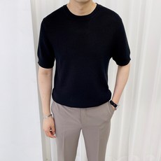 아도르클래식 남성용 슈퍼 아이스 라운드 반팔 니트