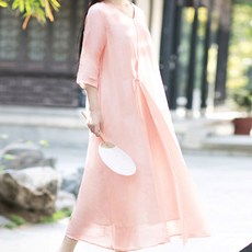 POPLARNC Lasha 七分袖洋裝 P24SMOPS031433, 粉紅色