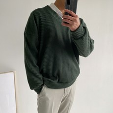 Meosidda 男士羅紋寬鬆版型V領針織衫