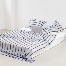 SIMPLUX Cozy Stripe 涼感泡泡紗夏季薄被, 摩卡糖果