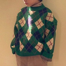 Neul兒童款菱形紋緹花針織衫