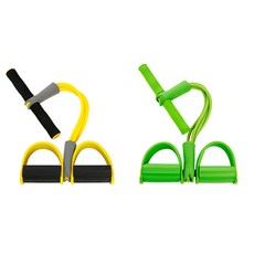 彩色瑜珈帶健身器材伸展踏板彈力帶 2件組, 黃綠色