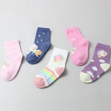 KIDS FUTURE 孩童小馬圖案中筒襪組 5雙