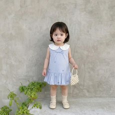 Bebeniz 嬰幼兒蝴蝶結圓領無袖連身裙