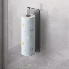 ROI Life 免打孔廚房紙巾保鮮膜架 黏貼式, 槍灰色, 2個