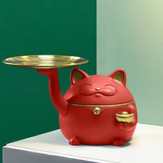 快樂幸運貓咪托盤, 紅色的