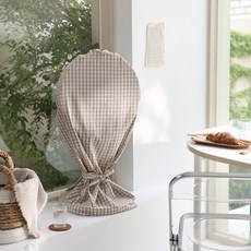 BELLELIFE 水洗格紋一般型電風扇罩, 米色